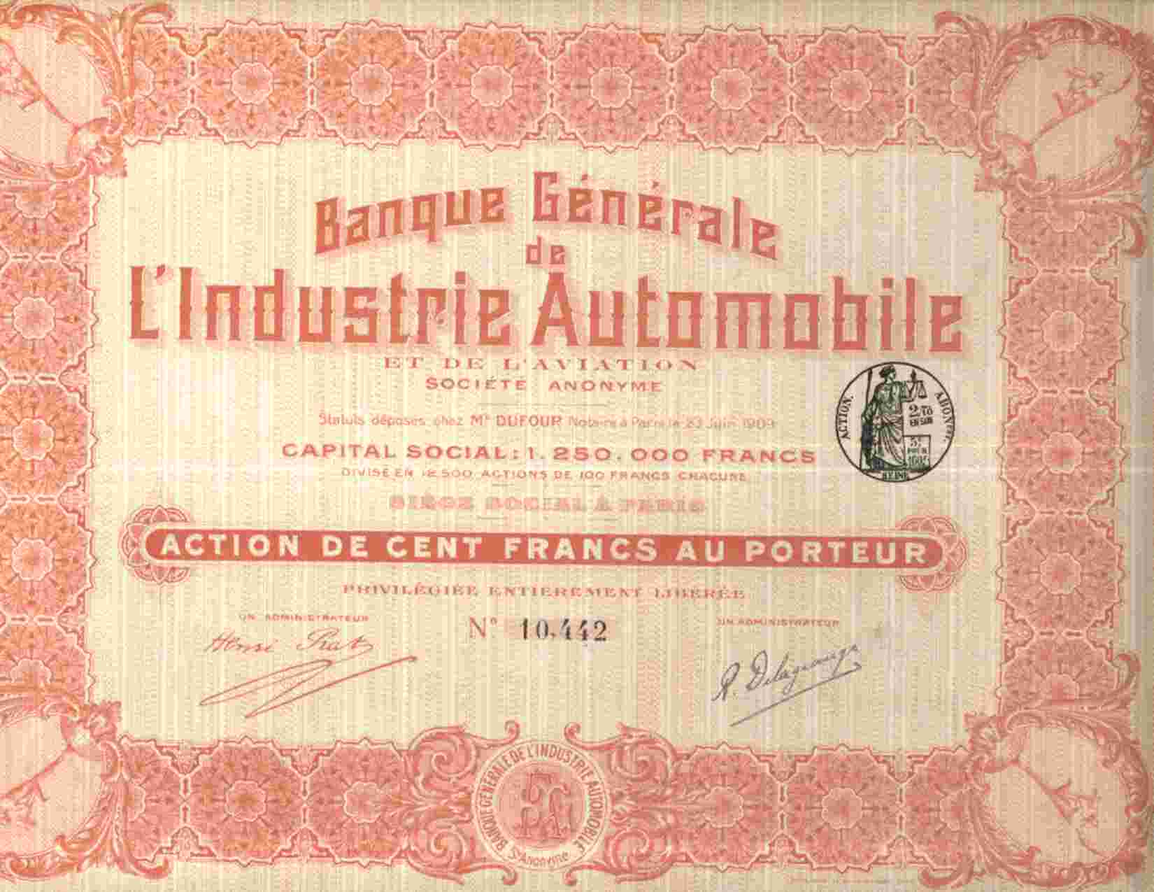 BANQUE GENERALE DE L\´INDUSTRIE AUTOMOBILE - Bank & Insurance