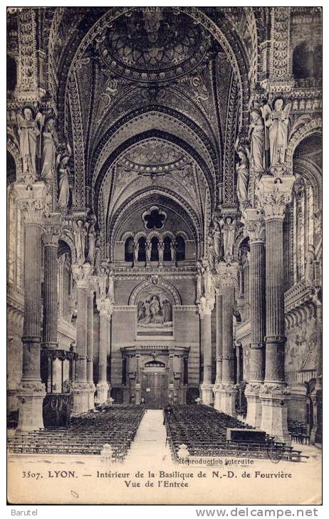 LYON 5 - Intérieur De La Basilique Notre-Dame De Fourvière. Vue De L´Entrée - Lyon 5