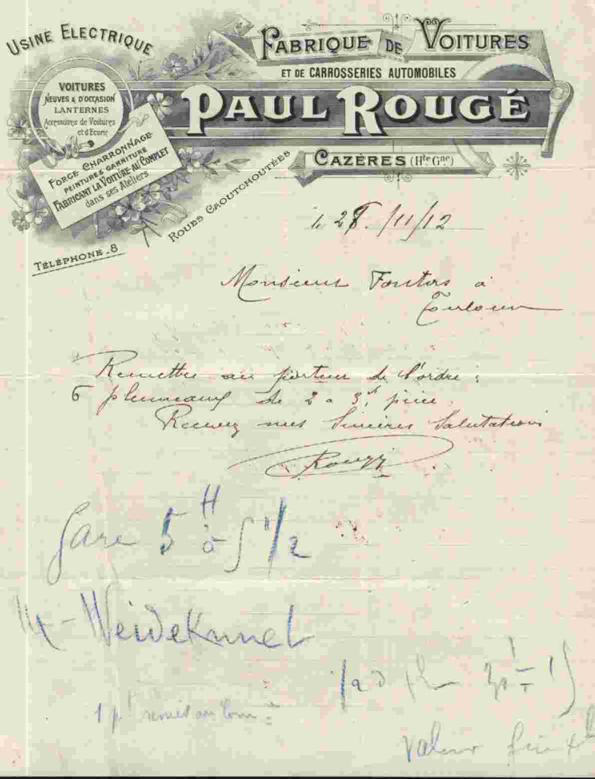 FABRIQUE DE VOITURES & DE CARROSSERIES AUTOMOBILES PAUL ROUGE - Automobile