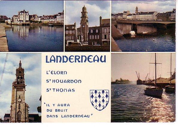 CARTE POSTALE DE LANDERNEAU, L'ELORN, EGLISE SAINT-HOUARDON, EGLISE SAINT-THOMAS - Landerneau