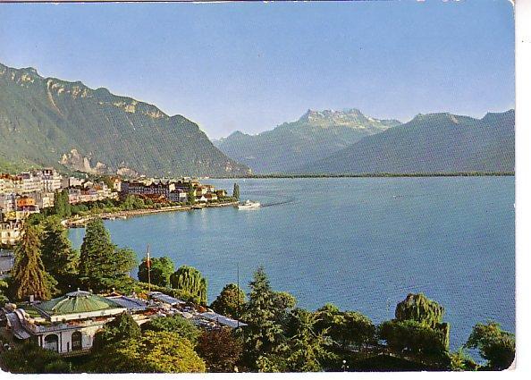 CARTE POSTALE DE MONTREUX, LES JARDINS ET LES DENTS-DU-MIDI - Montreux