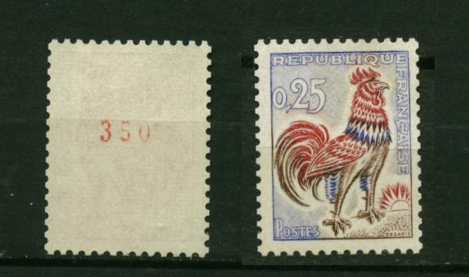 France **.Coq De Décaris N° 1331b Avec N° Rouge Au Verso - Rollo De Sellos