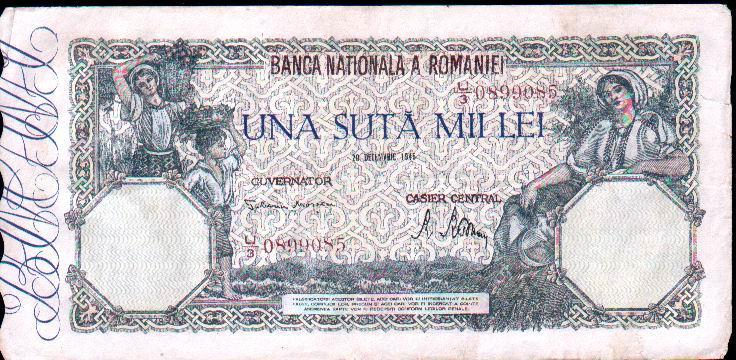 Romania Issued Billete De UNA SUTA LEI,21 Octombrie 1946,VF. - Rumania