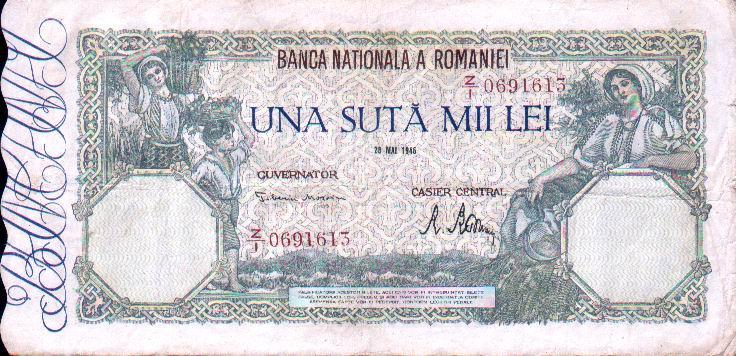 Romania Issued Billete De UNA SUTA LEI,20 Decembrie 1946,VF. - Rumänien
