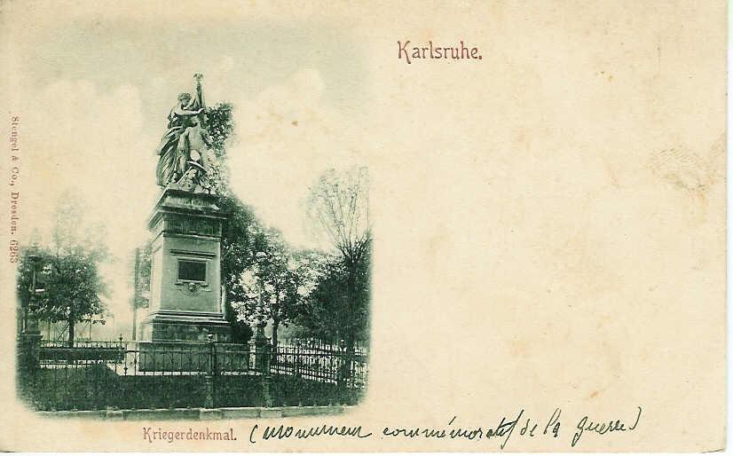 KARLSRUHE   Monument Commémoratif De La Guerre    Carte Neuve Dos Non Séparé   1904 - Karlsruhe
