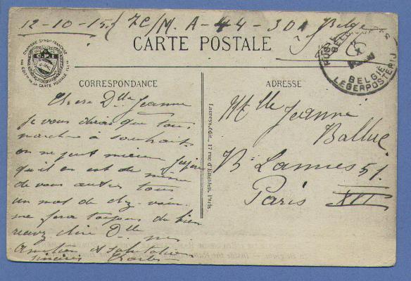 Postkaart " Interieur De L'Eglise De RAMSCAPELLE Apres Le Bombardement  " Met Cirkelstempel PMB  Op 12/10/1915 - Altri & Non Classificati
