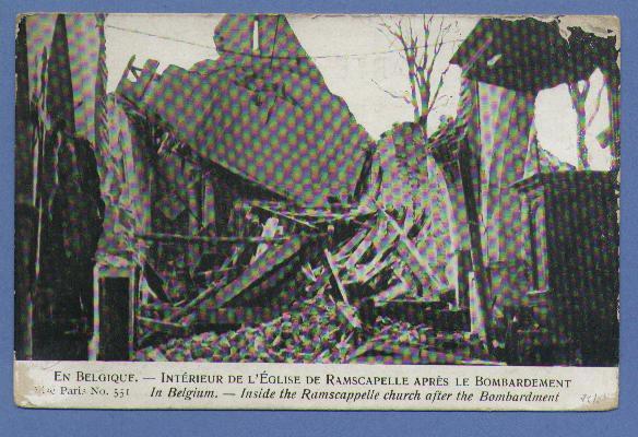 Postkaart " Interieur De L'Eglise De RAMSCAPELLE Apres Le Bombardement  " Met Cirkelstempel PMB  Op 12/10/1915 - Altri & Non Classificati