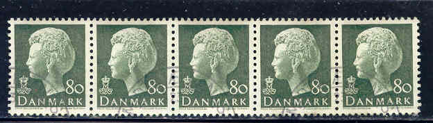 Denmark, Yvert No 569 Strip Of 5 - Gebraucht