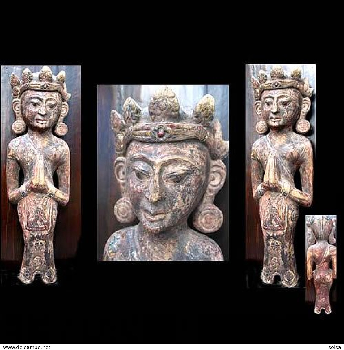 - Ancienne Statuaire De Temple Hindouïste / Old Newar Wooden Statue Of Hindu Temple - Art Asiatique