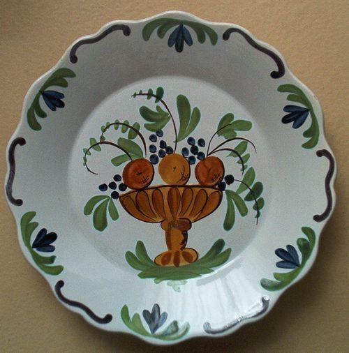 Assiette Decor Fleuri En Faience Ancienne - AS407 - Autres & Non Classés