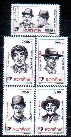 Romania 5 Mint Stamps With  Acteur Chaplin,Stan And Bran Etc. - Cómics