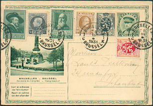 N°203-211-279-282-299-300 En Affr. Compl. S/E.P. Carte (vue Congrès) Obl. Sc BRUXELLES 28-III-1931. TB -- 802 - Tarjetas Ilustradas (1971-2014) [BK]