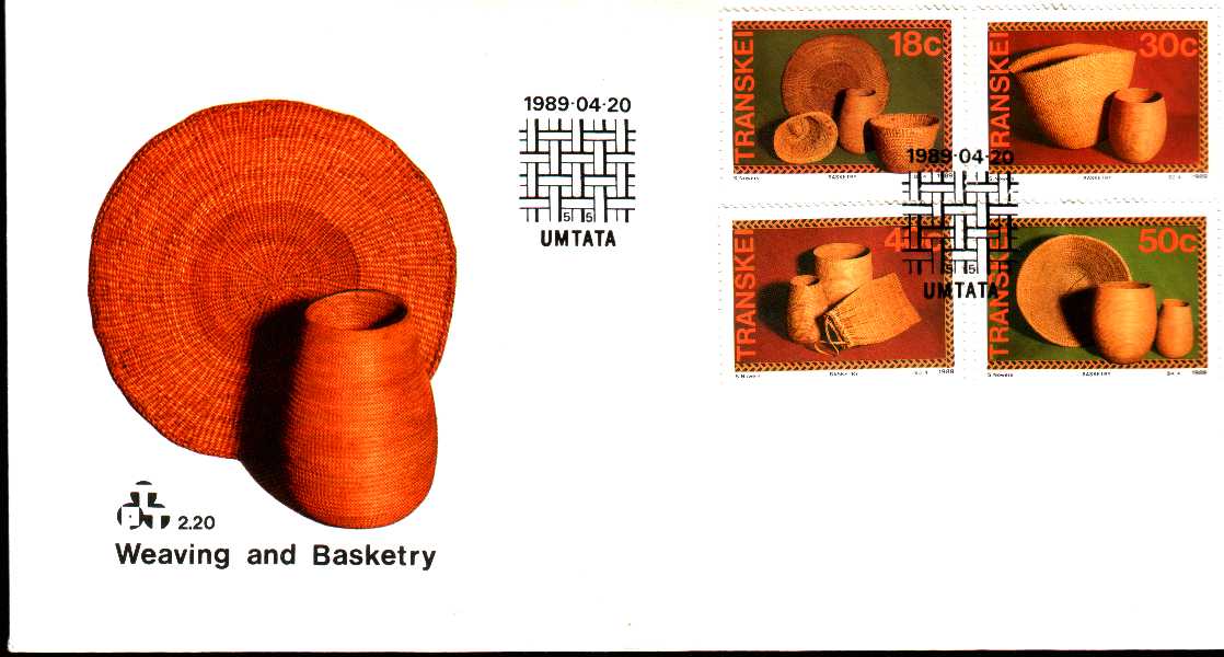 Transkei 1989 Fdc  Weaving And Basketry Paniers Paysans Tissage - Textile