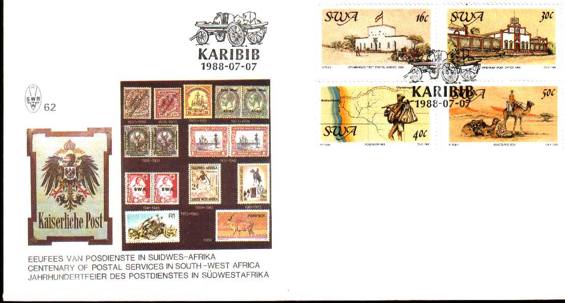 SWA 1988 Fdc   Postal Service Kaiserliche Post Timbres Sur Illustration  - Sonstige & Ohne Zuordnung