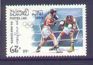 T0977 Boxe 916 LAOS 1989  ** Jeux Olympiques De Barcelone - Pugilato