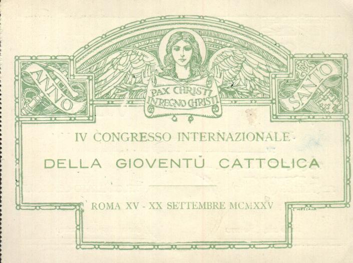 Carte De Pèlerin Délivrée à L'abbé Vassaux De Tournai - 4ème Congrès International De La Jeunesse Catholique, Rome, 1925 - Documents Historiques