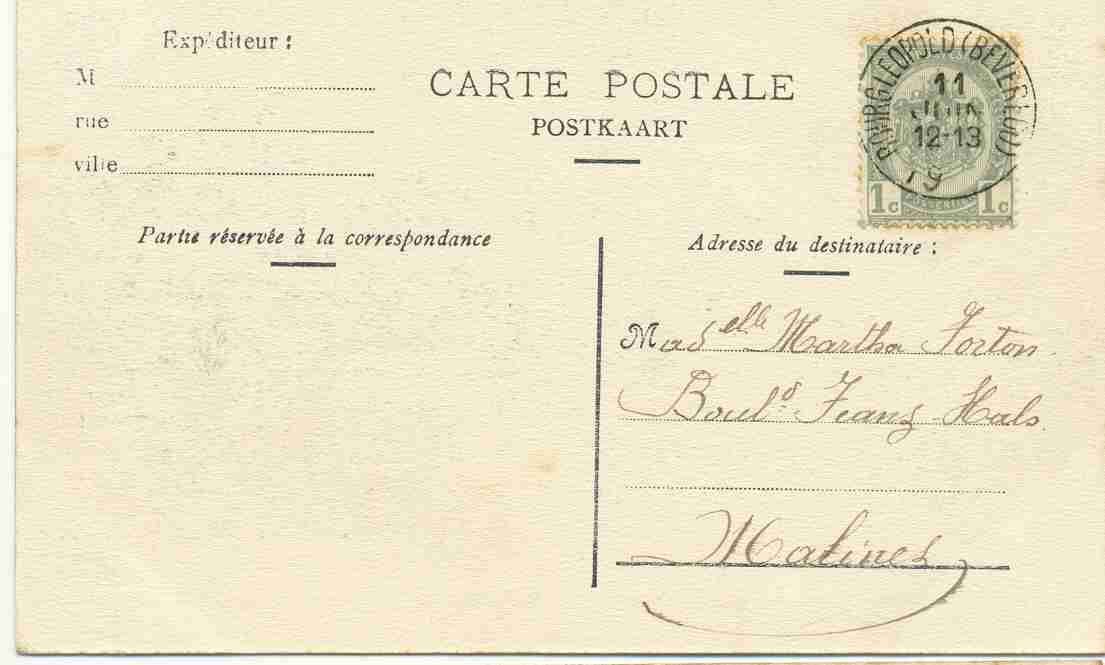 Leopolsburg, Camp De Beverloo , 1919, Ocb Nr 53 , Stempel Bourg-leopold - Leopoldsburg (Camp De Beverloo)