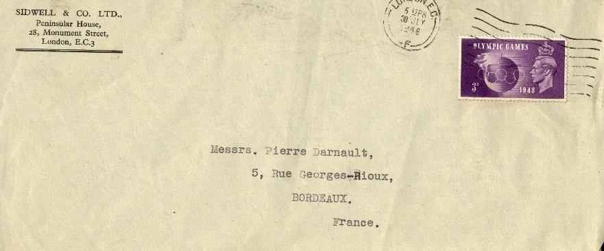 GRANDE BRETAGNE Lettre 1948 - Briefe U. Dokumente