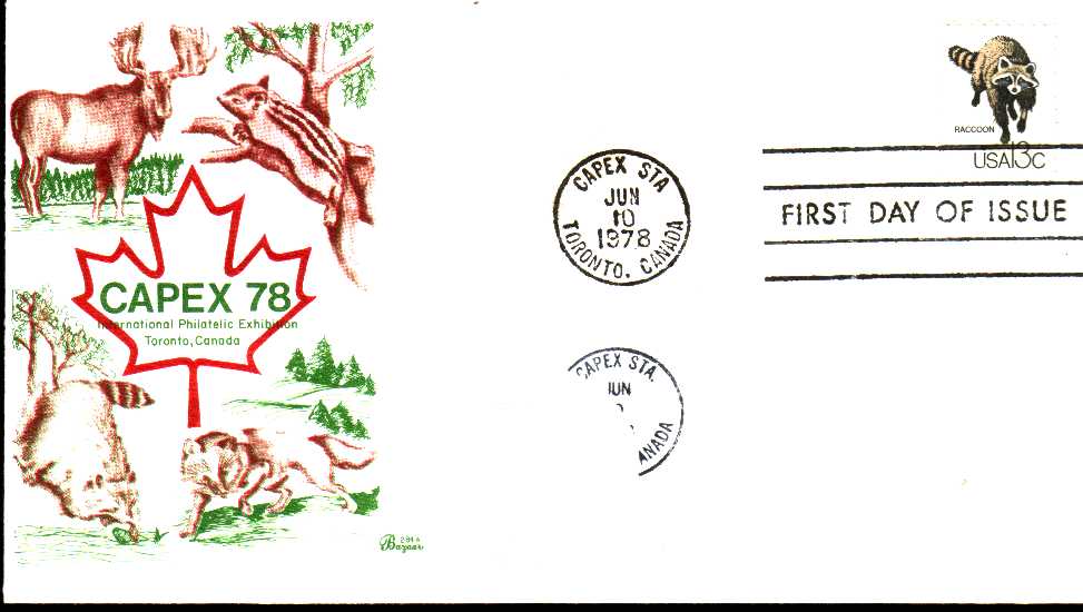Usa  1978 Fdc CAPEX 78   Animaux   Raccoon  Raton Laveur - Rodents