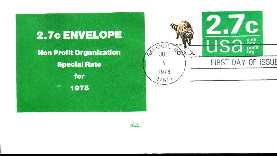 Usa 1978 Fdc Non Profit Organization Special Rate   Animaux   Raccoon  Raton Laveur - 1971-1980