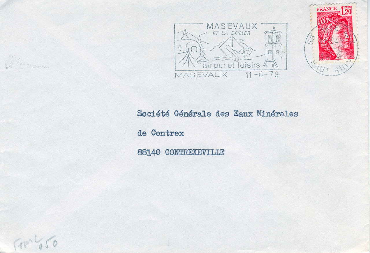 OBLITERATION TEMPORAIRE FRANCE Masevaux 1979 Natation - Swimming