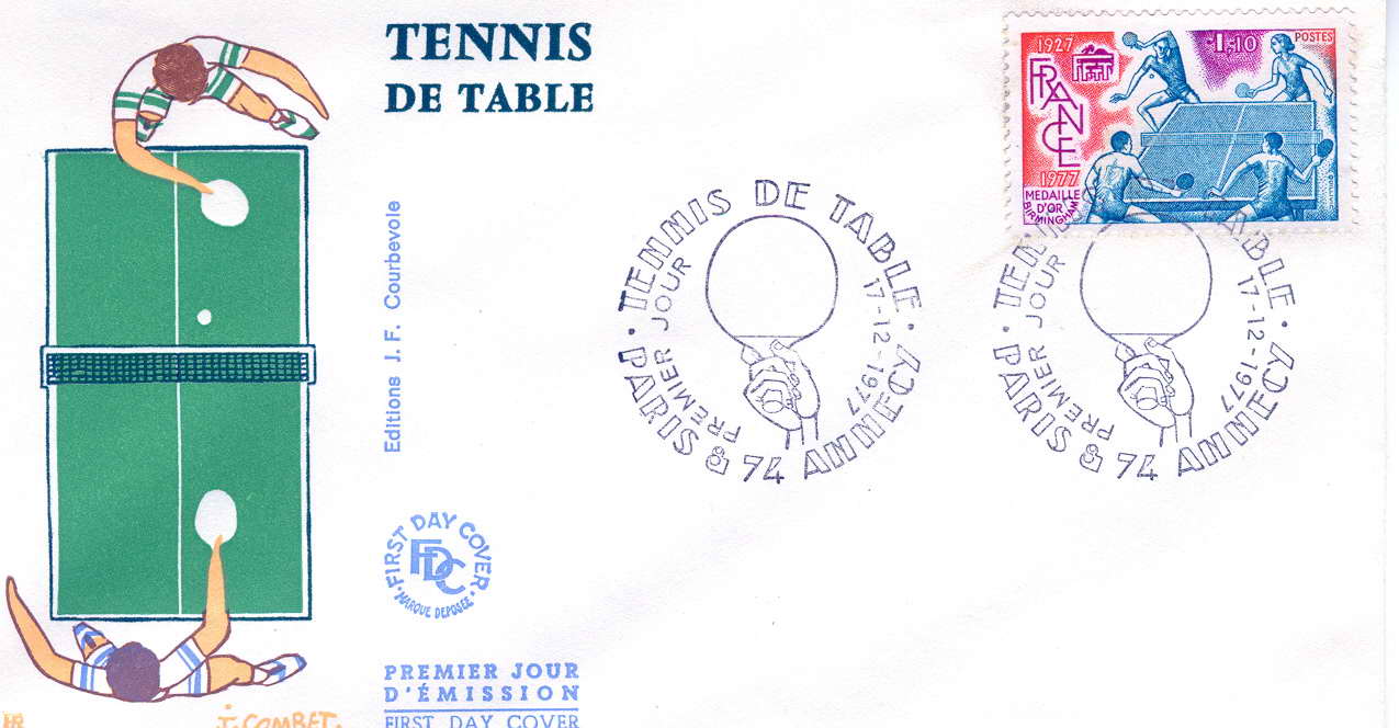 FRANCE FDC MEDAILLE D4OR DOUBLE MIXTE AUX CHAMPIONNATS DU MONDE - Tischtennis