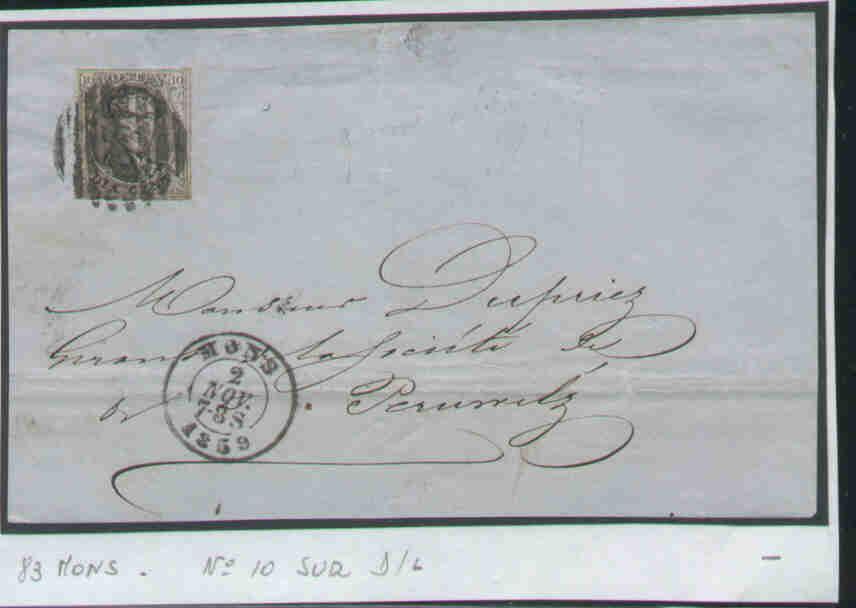 TROIS Devants De Lettres De MONS Années 1859/60/61 Timbres Bien Margés **** - 1858-1862 Medaillen (9/12)