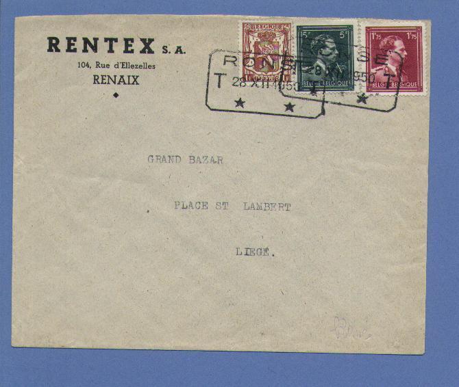 696+715+832 Op EXPRES-brief Met Telegraafstempel RONSE Op 28/12/1950 - 1936-1957 Open Collar