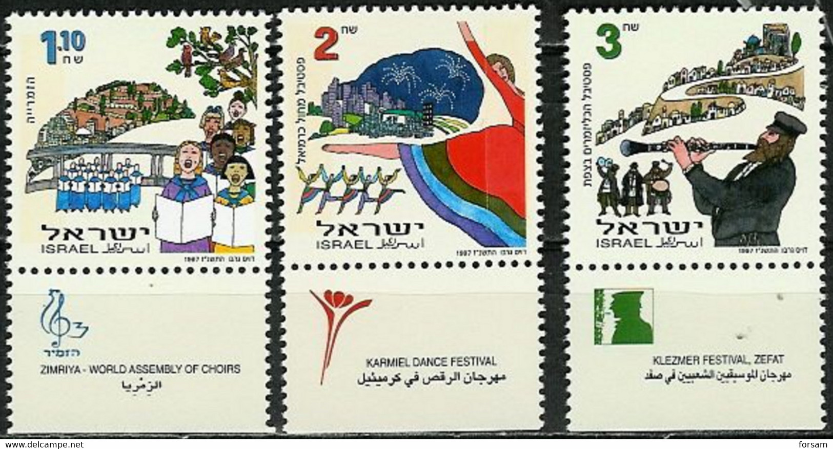 ISRAEL..1997..Michel # 1435-1437...MNH...MiCV - 6 Euro. - Nuovi (con Tab)