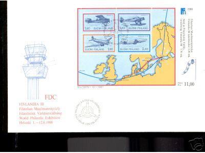 Finlande  Finland Suomi Yvert Bloc 4 Op FDC Cote 16,50 Euro Avions Vliegtuigen Airplanes - FDC