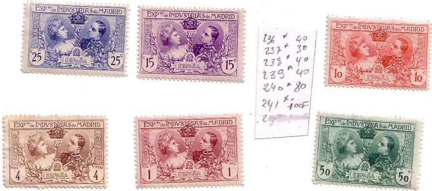 ESPAGNE De 1907 EXPO INDUSTRIELLE De MADRID 236/241 En * - Unused Stamps