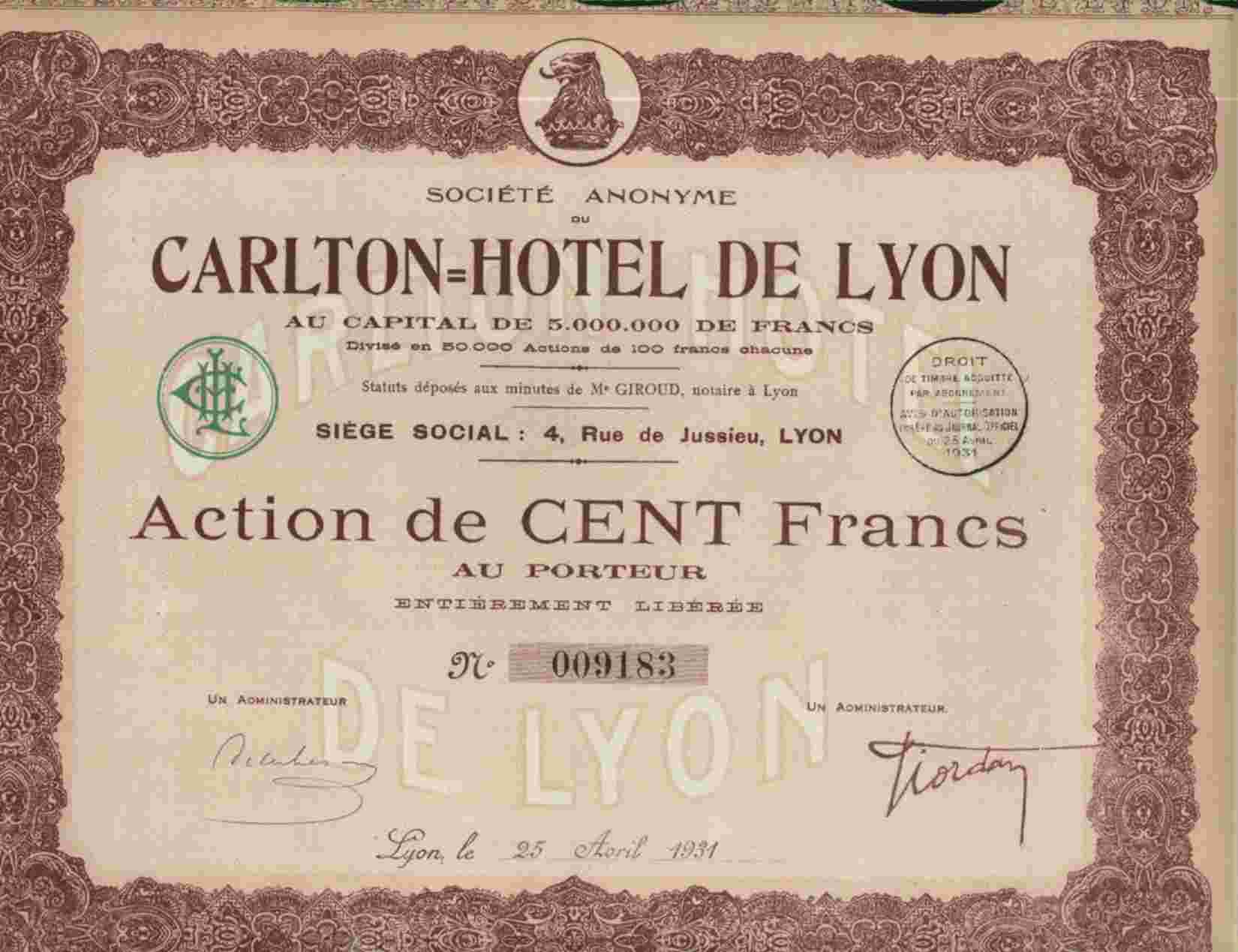 CARLTON HOTEL DE LYON § - Tourisme