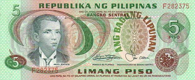 PHILIPPINES    5 Piso  Non Daté   Pick 160c   Signature 9    *****BILLET  NEUF***** - Filippijnen