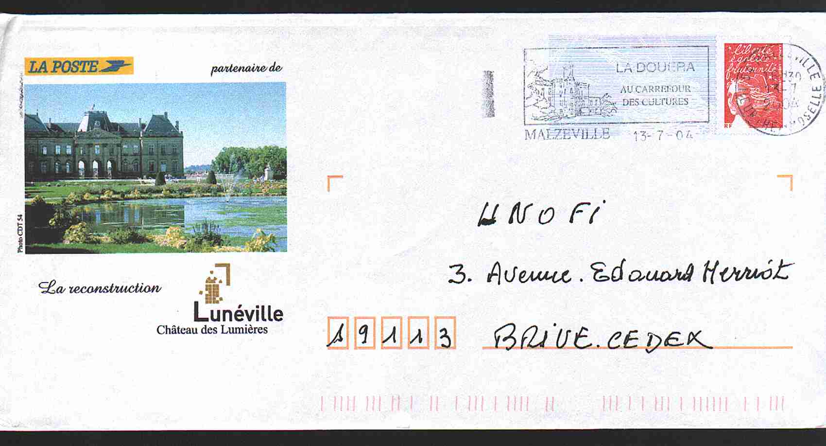 Entier Postal PAP Local Illustré. Meurthe Et Moselle. La Poste Partenaire De La Reconstruction Chateau De Lunéville - PAP: Ristampa/Luquet