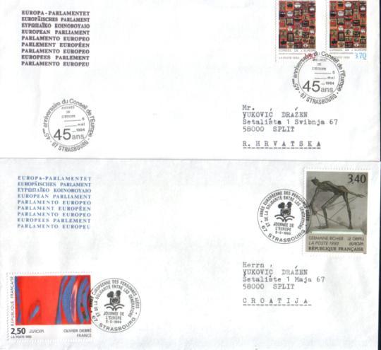 Lot Of 5 Europe Covers Postmarked And Sent From Strassbourg - Collections