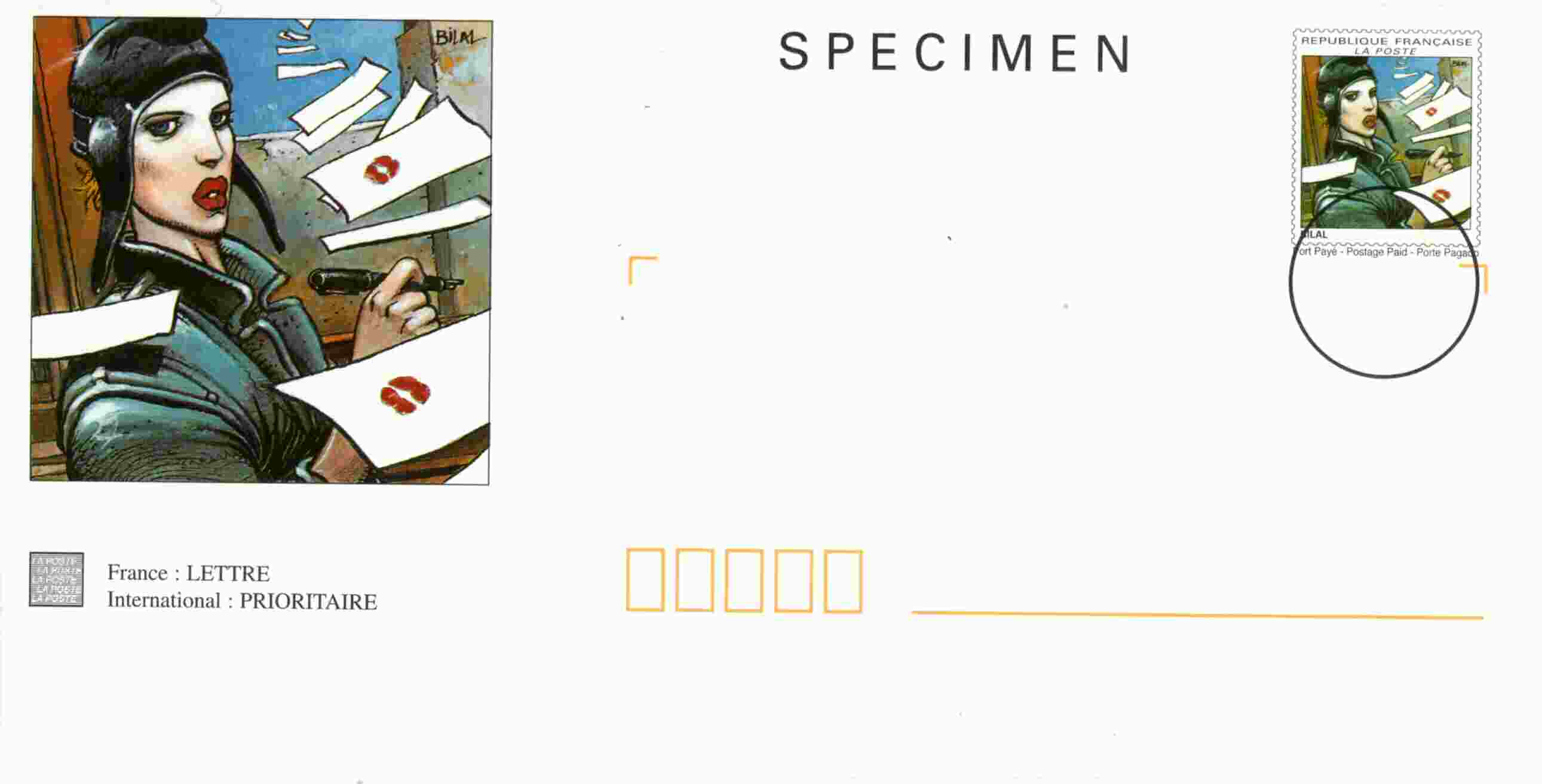 PAP SPECIMEN Avec Timbre "Billal" Et Illustration + Carte De Correspondance Assortie (1996/COM 32A1) - Stripsverhalen
