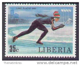 180N0087 Patinage De Vitesse 872 Liberia 1980 Neuf ** Jeux Olympiques De Lake Placid - Pattinaggio Artistico