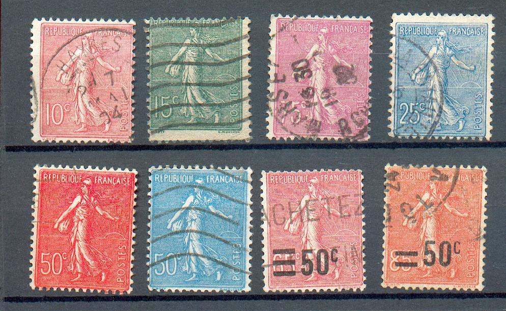 Lot 19 - 8 Valeurs Obli - 1903-60 Semeuse A Righe