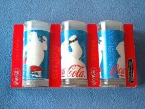 Verres Coca-cola Bleus - Neufs - Dessin: Ours Blanc - 3 Verres Identiques - Contenance: 27 Cl - Ref 7787 - Mugs & Glasses