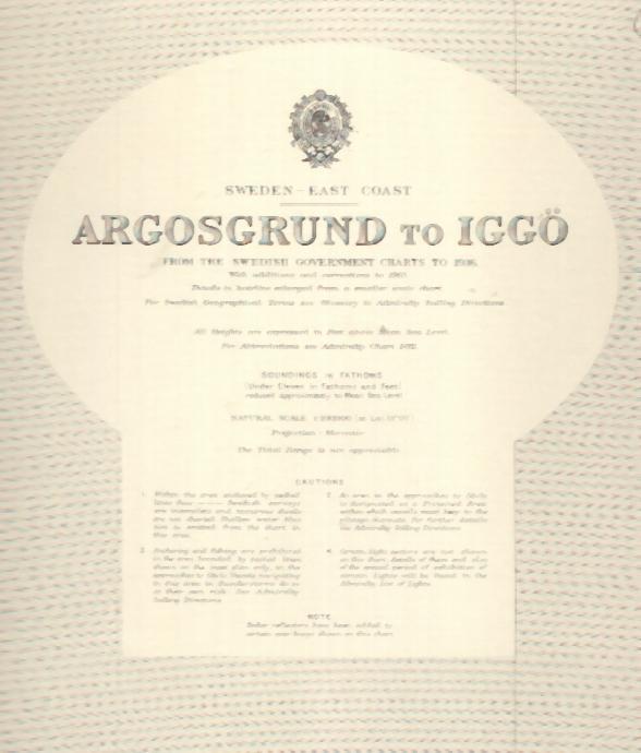 Carte Des Fonds Marins De La Côte Est De La Suède (Argosgrund To Iggö + Gävle Hamn And Approaches) - 1963) - Andere & Zonder Classificatie