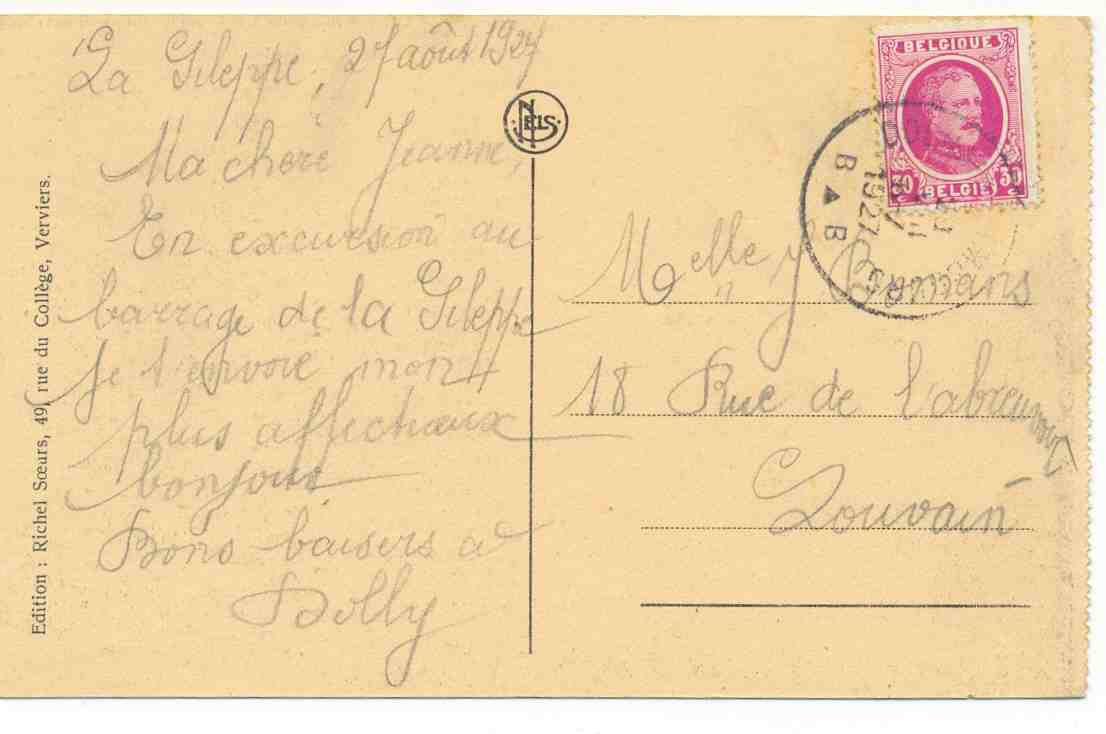 Gileppe , 1927 ,   Ocb Nr 200 , Stempel  Zie Scans NELS - Gileppe (Stuwdam)