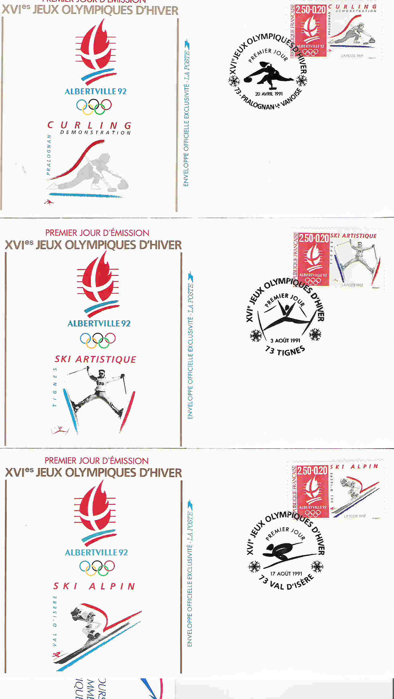 Lot De 12 Enveloppes Officielles Jeux Olympiques D´hivers Albertville - Invierno 1992: Albertville