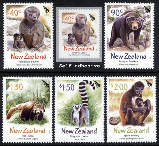 NEW ZEALAND : 28-01-2004 (**) Set + Self Adh + Bloc : "Zoo Animals" - Ongebruikt