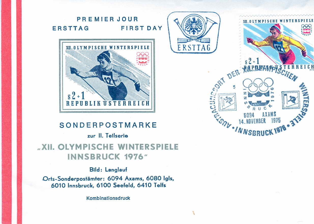 FDC AUTRICHE 1976 JEUX OLYMPIQUES D INNSBRUCK - Inverno1976: Innsbruck