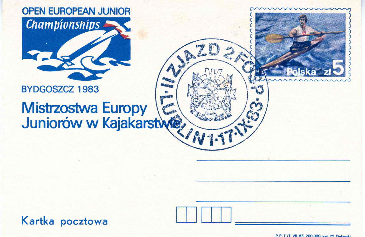 POLOGNE ENTIER POSTAL 1983 ET OBLITERATION TEMPORAIRE CHAMPIONNATS EUROPE JUNIOR DE CANOE KAYAK - Rowing