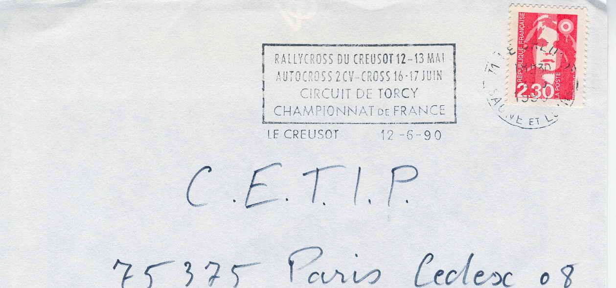 OBLITERATION TEMPORAIRE FRANCE 1990 LE CREUSOT RALLYCROSS CIRCUIT DE TORCY - Automobile