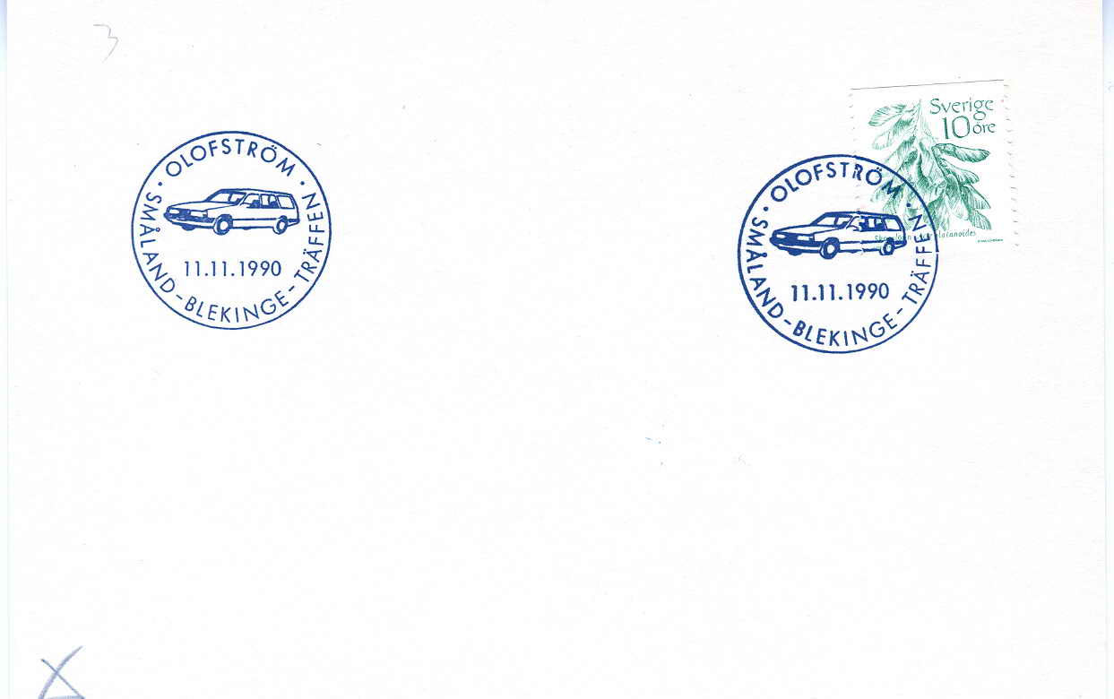 OBLITERATION TEMPORAIRE SUEDE 1990 - Automobile