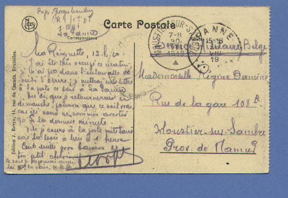 Postkaart" Ruines De DIXMUDE - La Gare" Met Cirkelstempel PANNE Op 28/8/19 - Autres & Non Classés