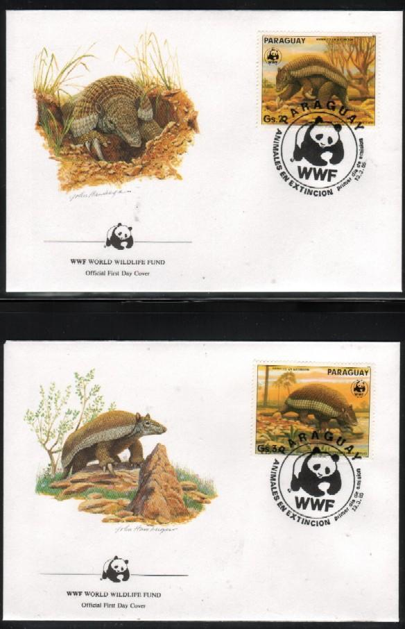 WWF 0023 1985 PARAGUAY ANTEATER/ARMADILLO SET OF 4 FDCS - Otros & Sin Clasificación