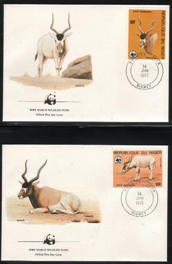 WWF 0027 1985 NIGER ANTELOPE SET OF 4 FDCS - Sonstige & Ohne Zuordnung